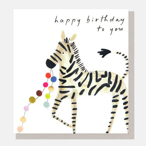 Caroline Gardner Cards SHW005 Zebra With Garland Birthday Card