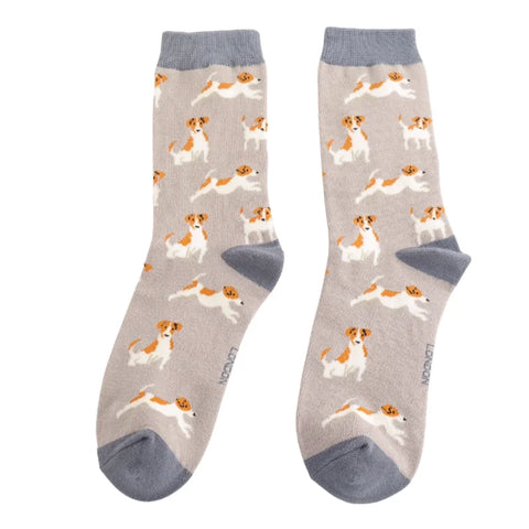 Miss Sparrow SKS242 Jack Russells Socks Grey