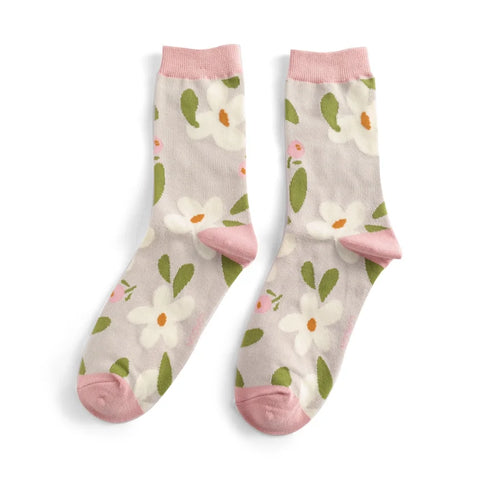 Miss Sparrow SKS418 Falling Daisies Socks Silver