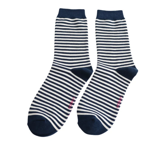 Miss Sparrow SKS543 Simple Stripes Socks Navy
