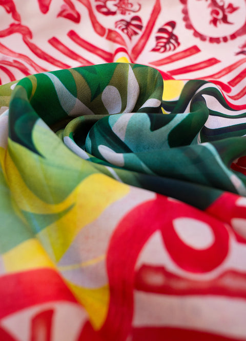 Powder SKS9 Exotic Leaves Silk Square Scarf