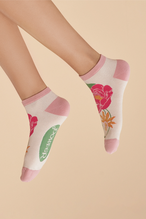 Powder SOC644 Tropical Flora Trainer Socks - Coconut