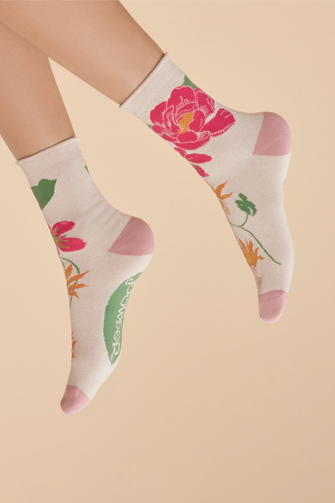 Powder SOC650 Tropical Flora Ankle Socks - Coconut