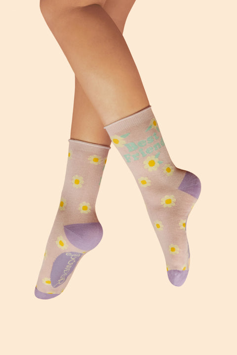 Powder SOC725 Daisy Besties Ladies Ankle Socks- Petal