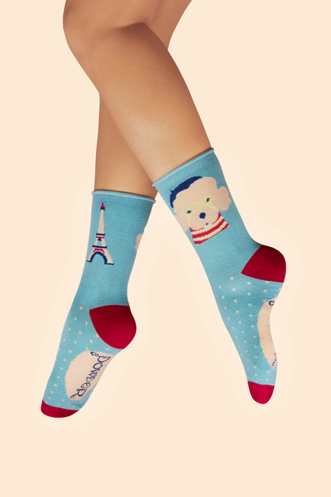 Powder SOC726 Parisienne Pooch Ladies Ankle Socks - Denim