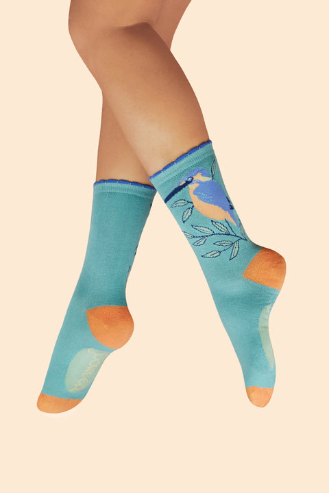 Powder SOC732 Dignified Kingfisher Ladies Ankle Socks - Aqua