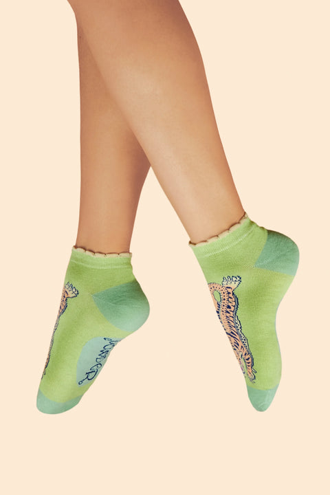 Powder SOC750 Ikat Tiger Ladies Trainer Socks - Mint