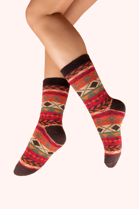 Powder SOC779 Cosy FairIsle Russet Cosy Socks