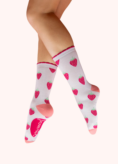 Powder SOC804 Succulent Strawberries Ankle Sock - Cream