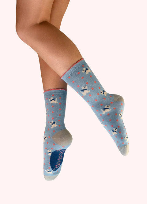 Powder SOC816 Woolly Westies Ankle Socks - Ice