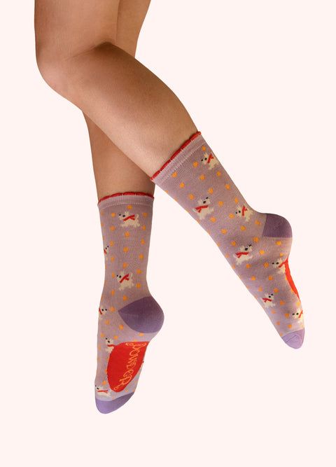 Powder SOC817 Woolly Westies Ankle Socks - Pink
