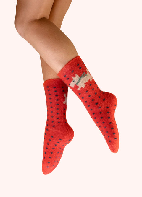 Powder SOC824 Wooly Westie Fuzzy Socks