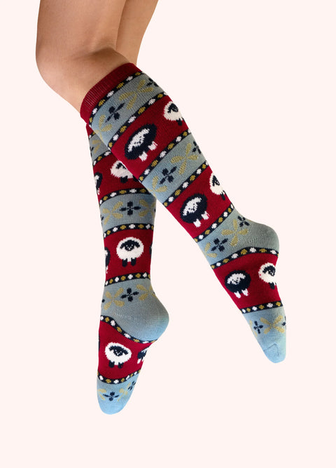 Powder SOC831 Fair Isle Sheep Knee High Socks