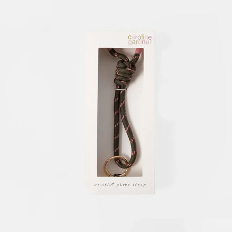 Caroline Gardner Gifts Khaki/Pink Wristlet Phone Strap SPS107