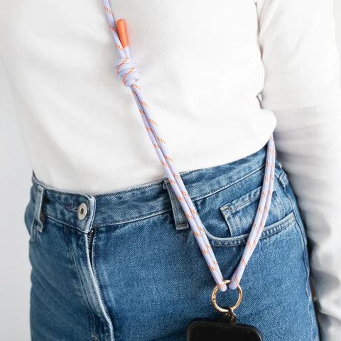 Caroline Gardner Gifts LPS102 Lilac & Orange Cord Long Phone Strap