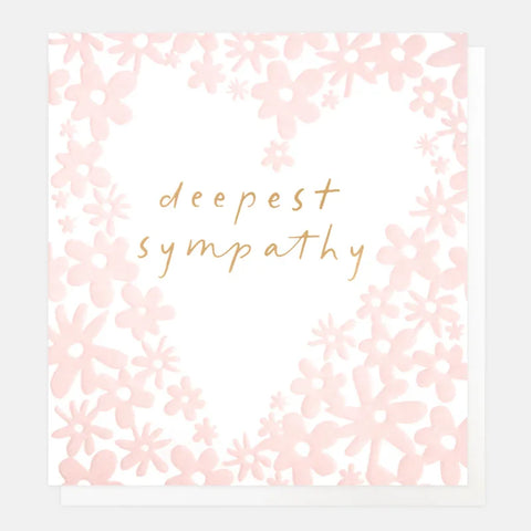 Caroline Gardner Cards SYM025 Deepest Sympathy Pink Floral Heart Card