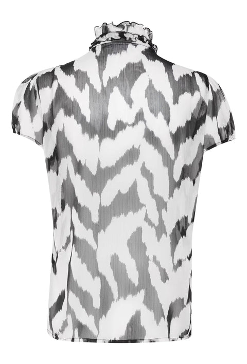 Saint Tropez Lilja Crinkle SS Shirt In Black Monochrome