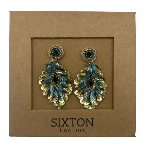 Sixton London Sequin Feather Earrings