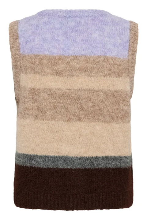 Saint Tropez Seraphina Knit Vest In Chocolate Lilac Multi Stripe