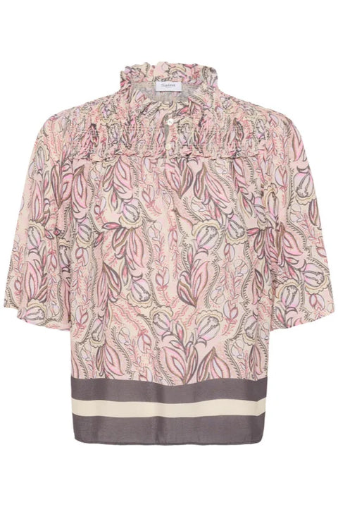 Saint Tropez Shakti Blouse In Dusty Pinks Arty Blooms