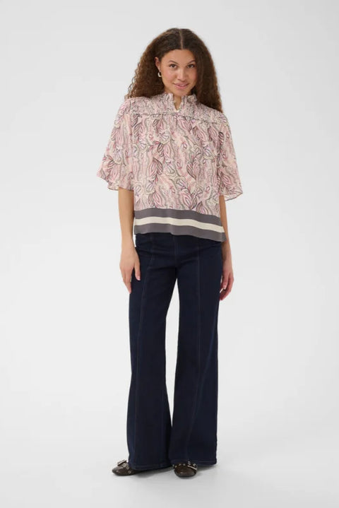 Saint Tropez Shakti Blouse In Dusty Pinks Arty Blooms