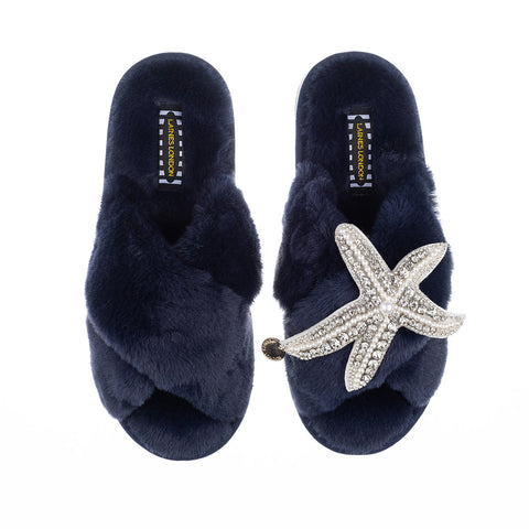 Lanes London Silver Starfish Classic Slippers