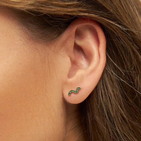 LULU Copenhagen LULU1111 Snaky Ear stud In Green