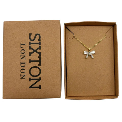Sixton London Sparkle Bow Necklace