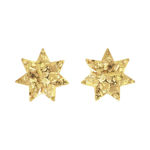 Natalie Owen STE4 Star Stud Earrings in Gold Sparkle