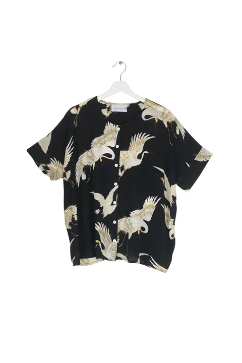 One Hundred Stars Tea Blouse Stork Black
