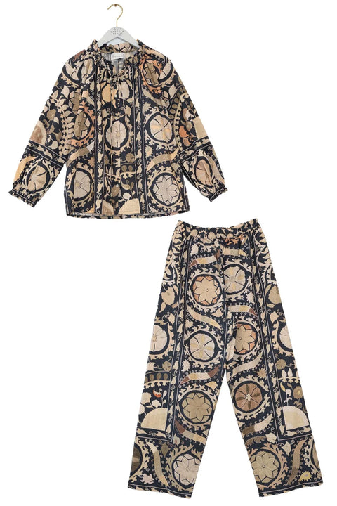 One Hundred Stars Susani Charcoal Poplin Pajama Set