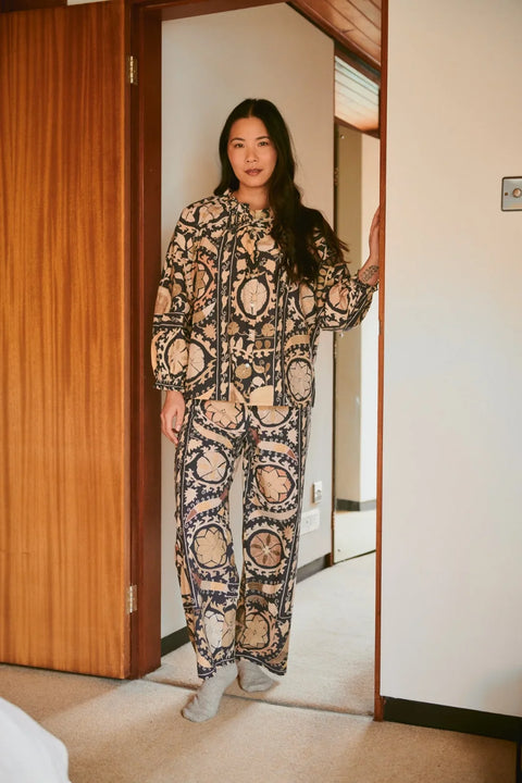 One Hundred Stars Susani Charcoal Poplin Pajama Set