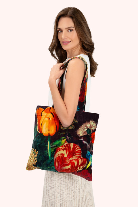 Powder TOT22 Opulant florals in Chocolate Velvet Tote Bag