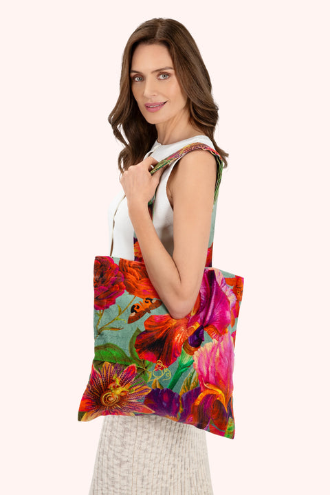 Powder TOT23 Winter Iris in ice Velvet Tote Bag
