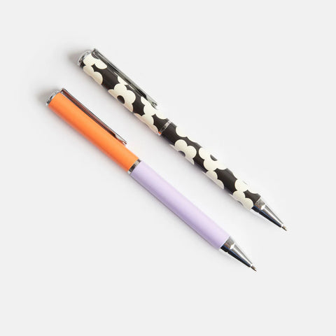 Caroline Gardner Gifts TPN108 Flower & Coral/Lilac Set Of 2 Boxed Pens