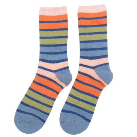 Miss Sparrow TSW004 Fluffy Stripes Socks Denim
