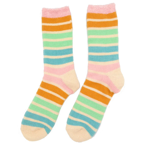 Miss Sparrow TSW004 Fluffy Stripes Socks Duck Egg