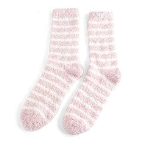 Miss Sparrow TSW009 Fluffy Stripes Socks Pink