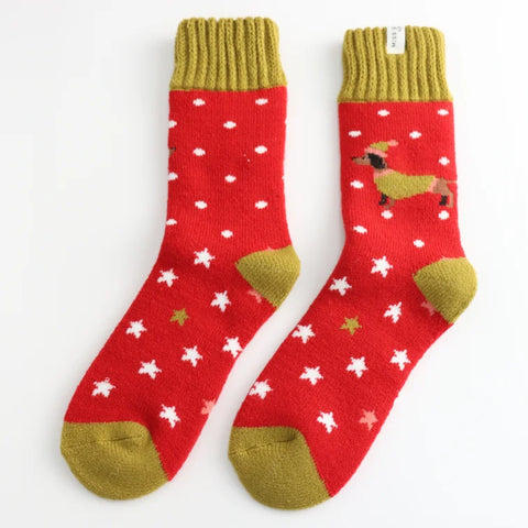 Miss Sparrow TSW030 Winter Festive Sausage Dogs Red