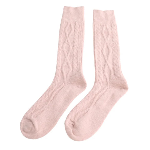 Miss Sparrow TSW040 Winter Cable Socks Pink
