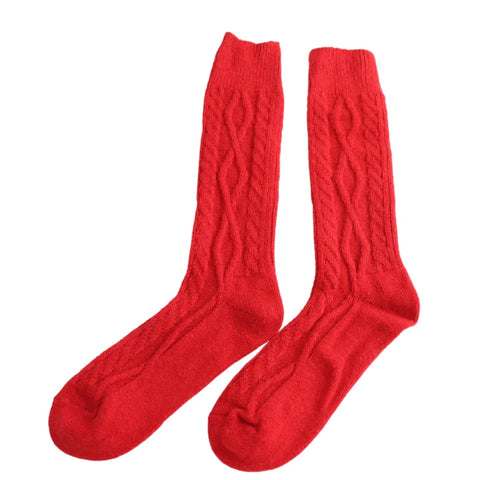 Miss Sparrow TSW040 Winter Cable Socks Red