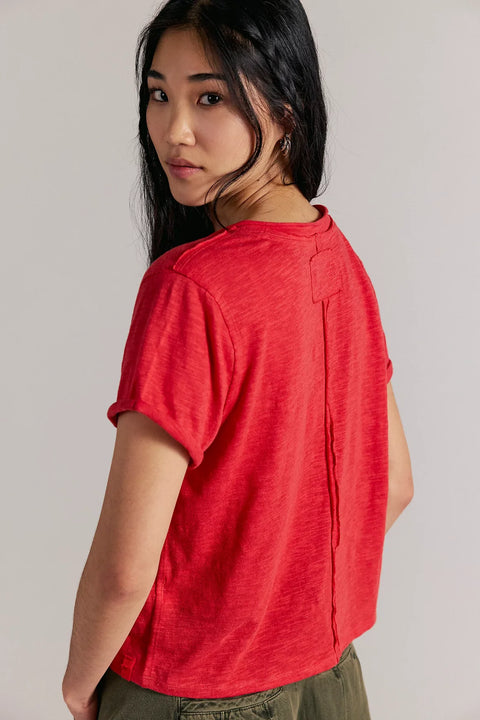 Free People Take 2 Tee In Racing Red Combo