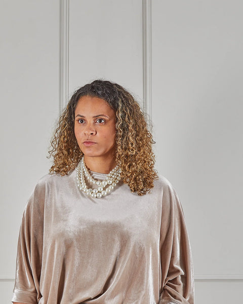 Chalk Three Strand Beaded Necklace in Pearl