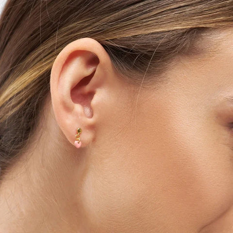 LULU Copenhagen LULU1442 Topping Short Love U Ear stud In Burnt Coral