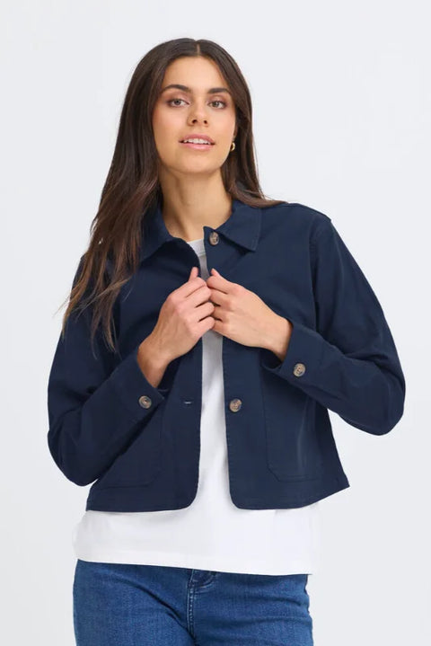 Fransa Twill Jacket In Navy Blazer