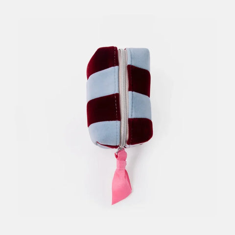 Caroline Gardner Gifts Blue/Wine Stripe Velvet Ultra-Mini Cube Cosmetic Bag UMC103
