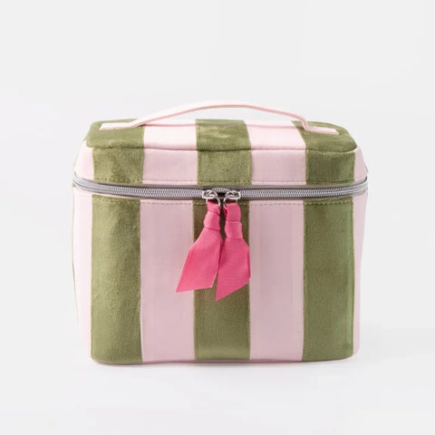 Caroline Gardner Gifts Pink/Green Stripe Large Vanity Case VCS100