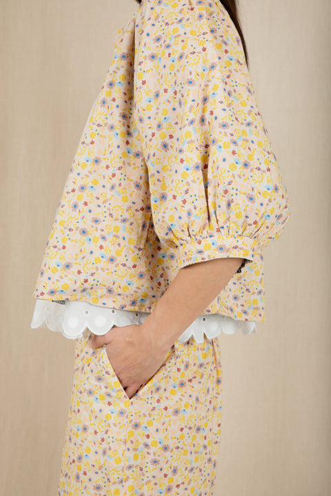 Bonte Vida Reversable Jacket In Navy/Lemon Zest