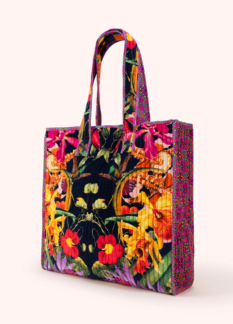 Powder VQT5 Botanical Kaleidoscope Quilted Velvet Tote