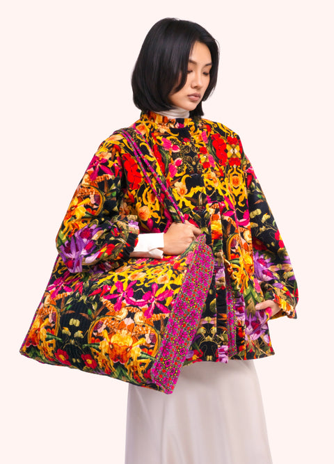 Powder VQT5 Botanical Kaleidoscope Quilted Velvet Tote